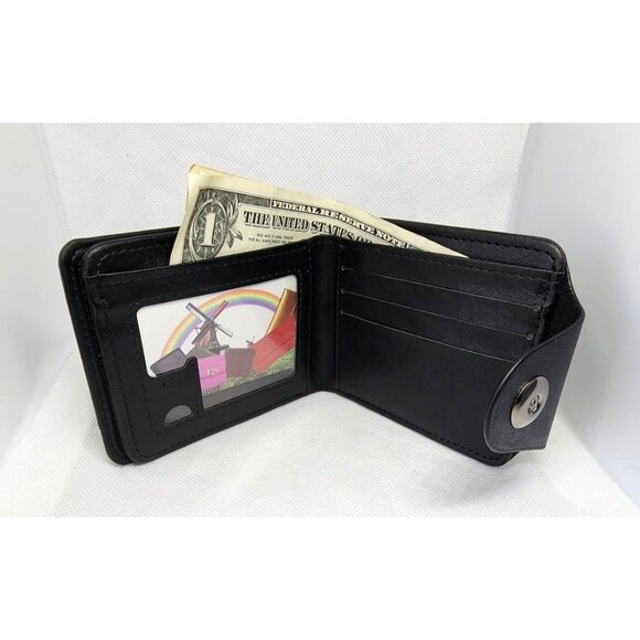 Black Faux Leather US Dollar Wallet: Multi-card Slots, Magnetic Snap Closure - Picture 8 of 13